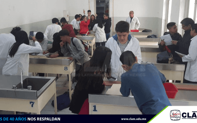 Alumnos en la práctica de física