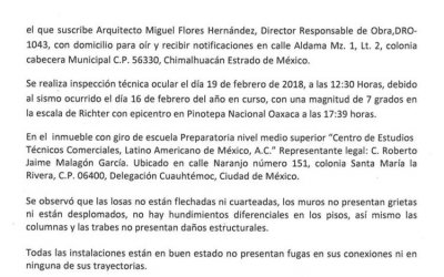 AVISO IMPORTANTE 19 FEB 2018: Dictamen de seguridad estructural