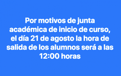 Aviso Importante: Hora de salida 21 de agosto
