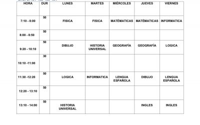 Horarios de clases por Zoom
